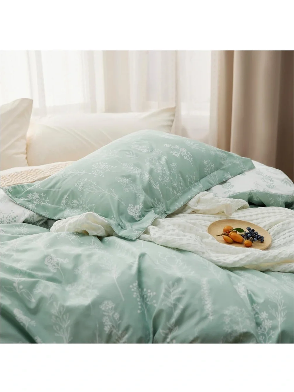 NEW Bedsure Reversible Floral Duvet Cover Set with Zipper Closure, 3 Pieces KING